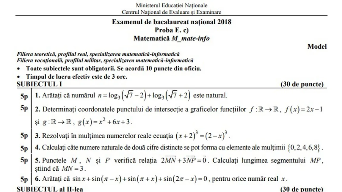 SUBIECTE MATEMATICĂ BACALAUREAT 2018. Emoţii pentru elevii de clasa a XII-a. SUBIECTE BAC 2018 şi BAREME CORECTARE