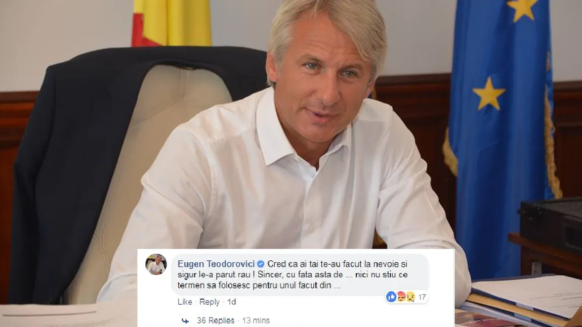 Eugen Teodorovici, ceartă pe Facebook: Cred că ai tăi te-au făcut la nevoie şi sigur le-a părut rău. Cu faţa asta...