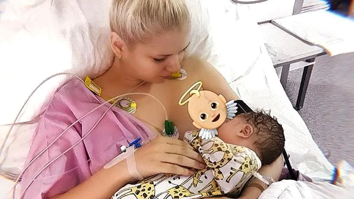 Prima imagine după ce a născut un băieţel de nota 10. 