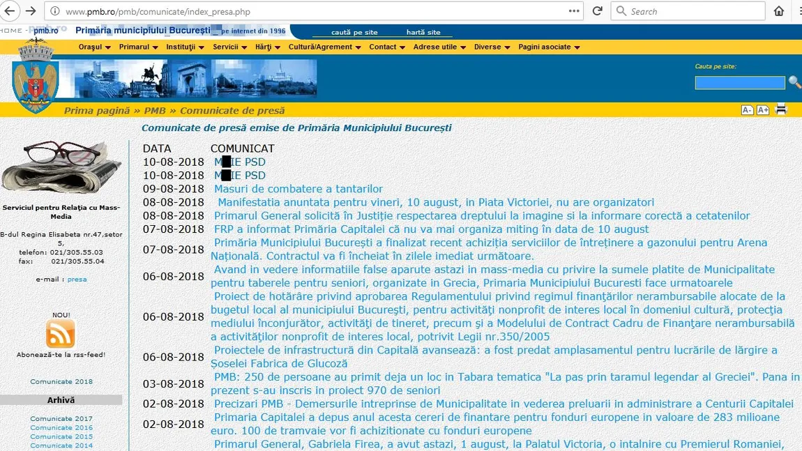 Site-ul Primăriei Municipiului Bucureşti, atacat de hackeri. Sloganul anti-PSD, printre comunicatele de presă