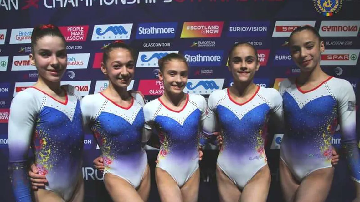 Echipa de gimnaste junioare a României, clasată pe locul 4 la Campionate Europene 2018 de la Glasgow