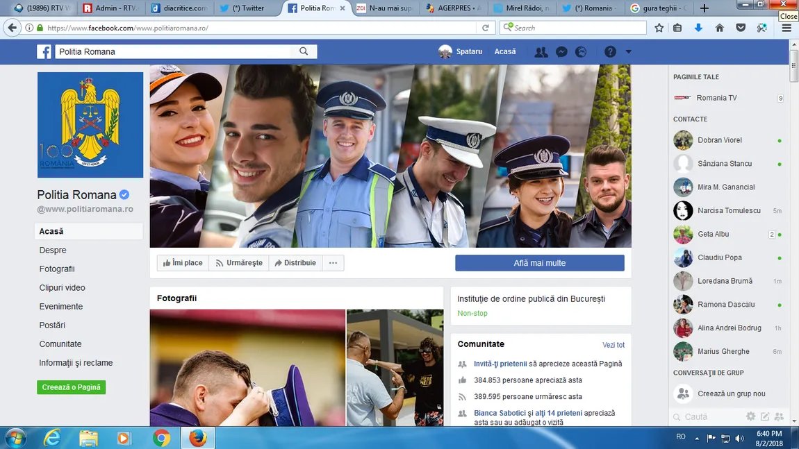 Poliţia Română a mai făcut un pas înapoi. Şi-a închis secţiunea de review-uri de pe Facebook