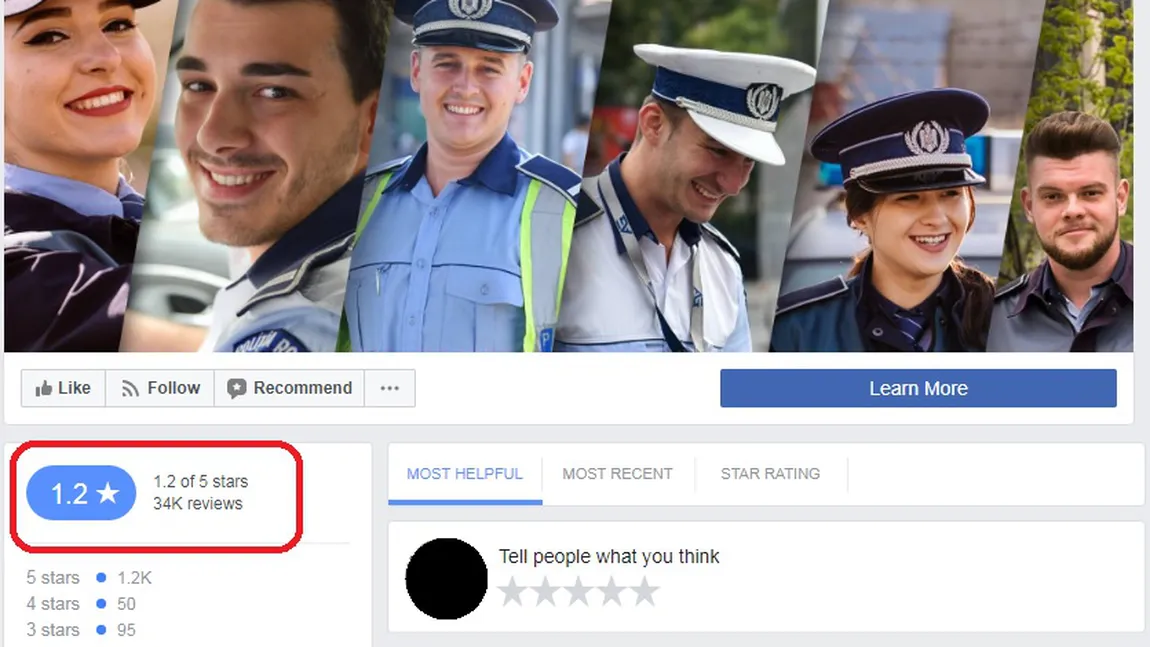 Războiul stelelor. Pagina de Facebook a Poliţiei, degradată la o stea după scandalul M..EPSD