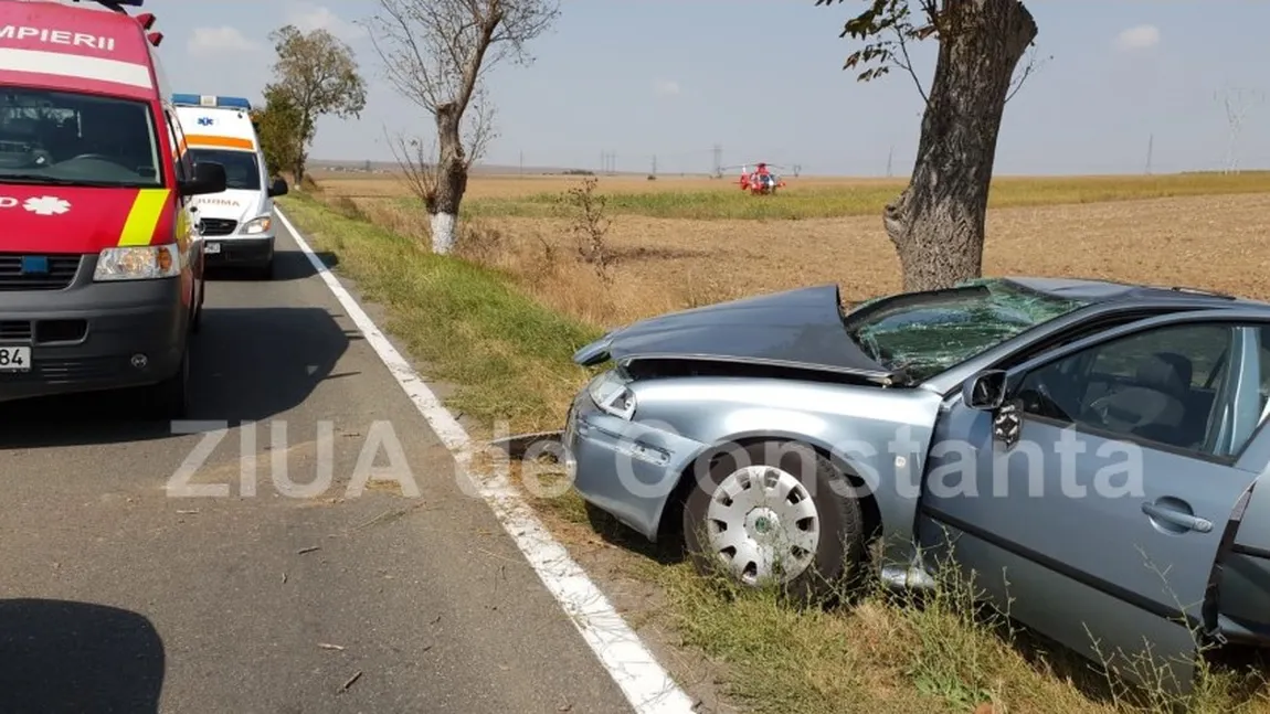 O femeie însărcinată în 8 luni şi un bărbat, răniţi într-un accident în Constanţa. Un elicopter SMURD a intervenit