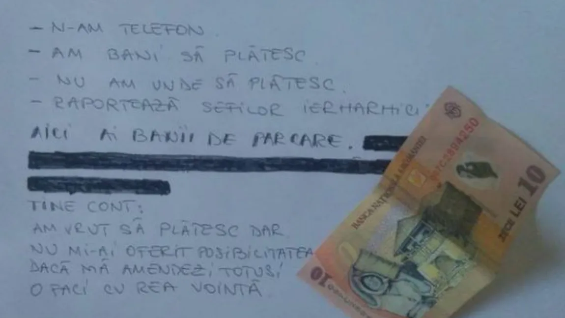 Bilet de parcare adresat poliţiei din Constanţa devenit viral pe reţelele de socializare
