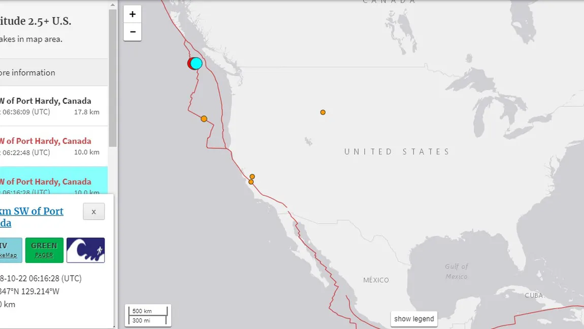 Val de cutremure în Canada. Cel mai puternic a avut magnitudinea 6.8 pe scara Richter