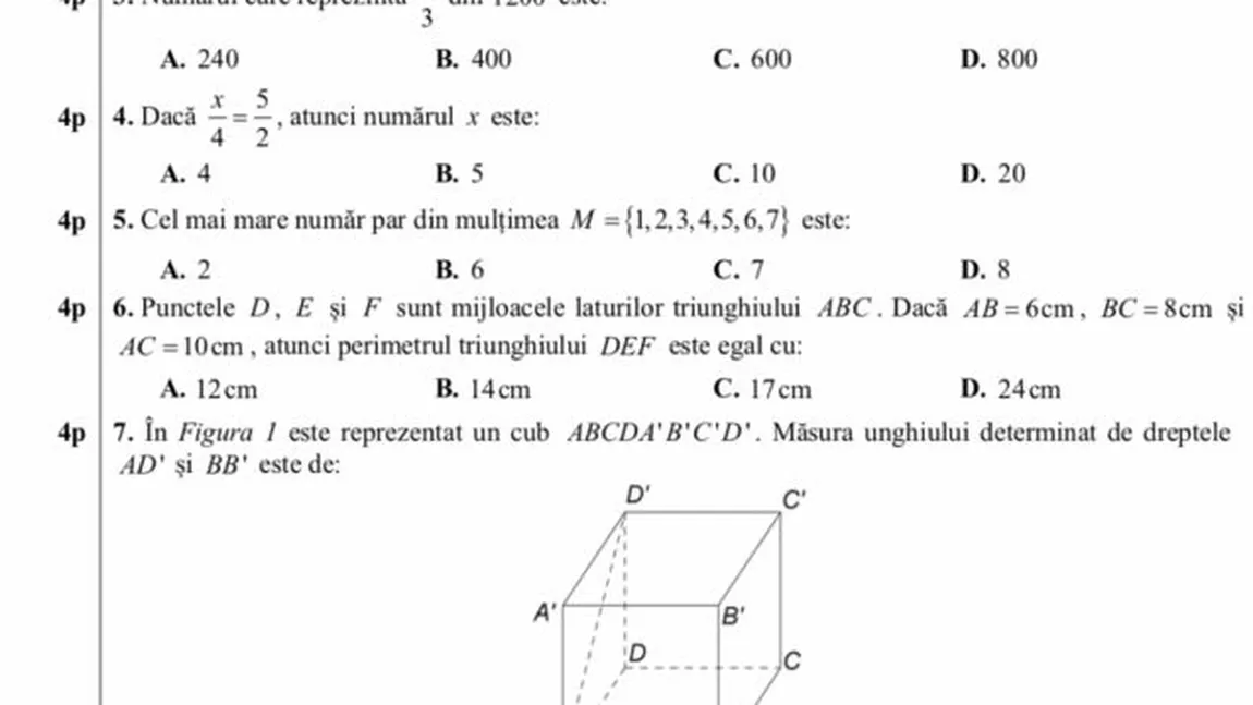 SUBIECTE MATEMATICA EVALUARE NATIONALA 2019. Cum se putea lua o notă mare la simulare. BAREM MATEMATICĂ EDU.RO