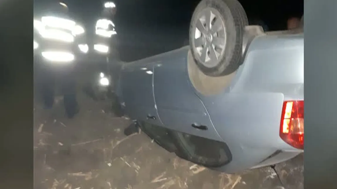 Accident grav în Teleorman. Un tânăr s-a răsturnat cu maşina VIDEO