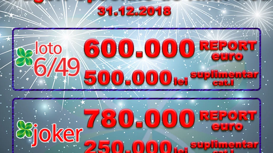 LOTO, LOTO 6 DIN 49. REZULTATE LOTO 31 DECEMBRIE 2018. Numere loto 31.12.2018, tragerea specială de ANUL NOU