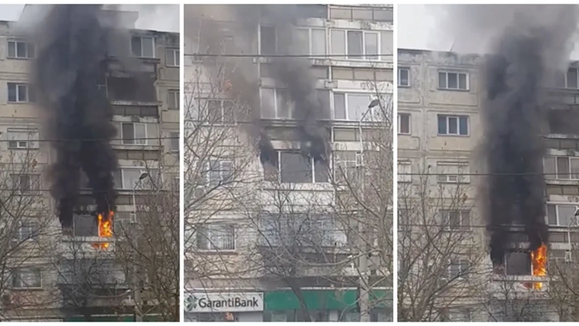 Incendiu puternic într-un bloc din Timisoara. Locatarii s-au autoevacuat