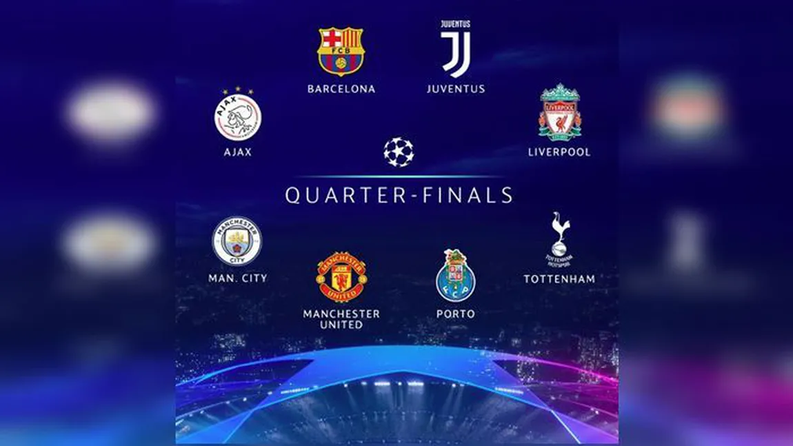 CHAMPIONS LEAGUE. S-au stabilit meciurile din SFERTURILE DE FINALĂ şi SEMIFINALE. Vezi PROGRAMUL