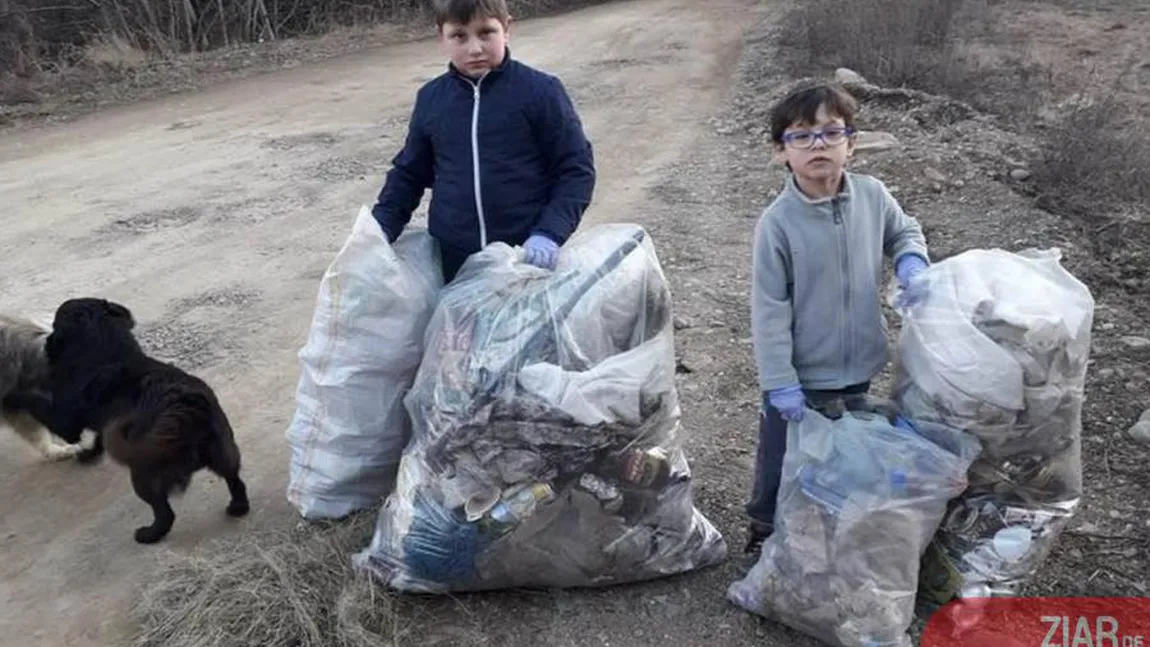 Au vrut să dea o lecţie de bun simţ şi au reuşit. Doi fraţi de 6 şi 9 ani au strâns toate gunoaiele de pe o stradă din Vatra Dornei