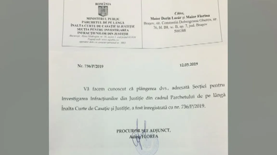 Florina Maior, plângere împotriva Laurei Codruţa Kovesi şi a altor procurori din DNA DOCUMENT