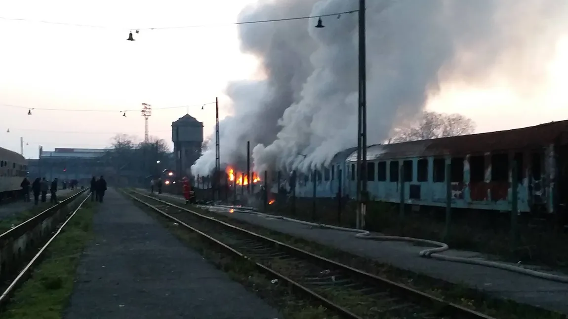 Incendiu la un tren în gara Timişoara Nord