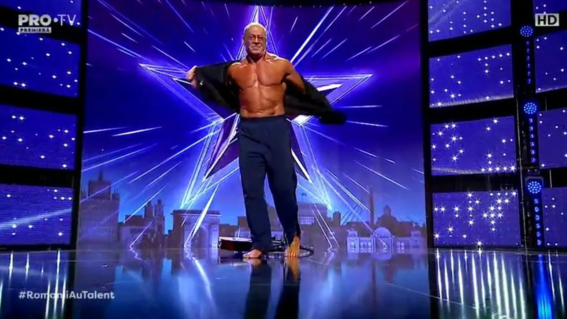 ROMANII AU TALENT. Un culturist de 68 de ani i-a impresionat pe juraţi. 