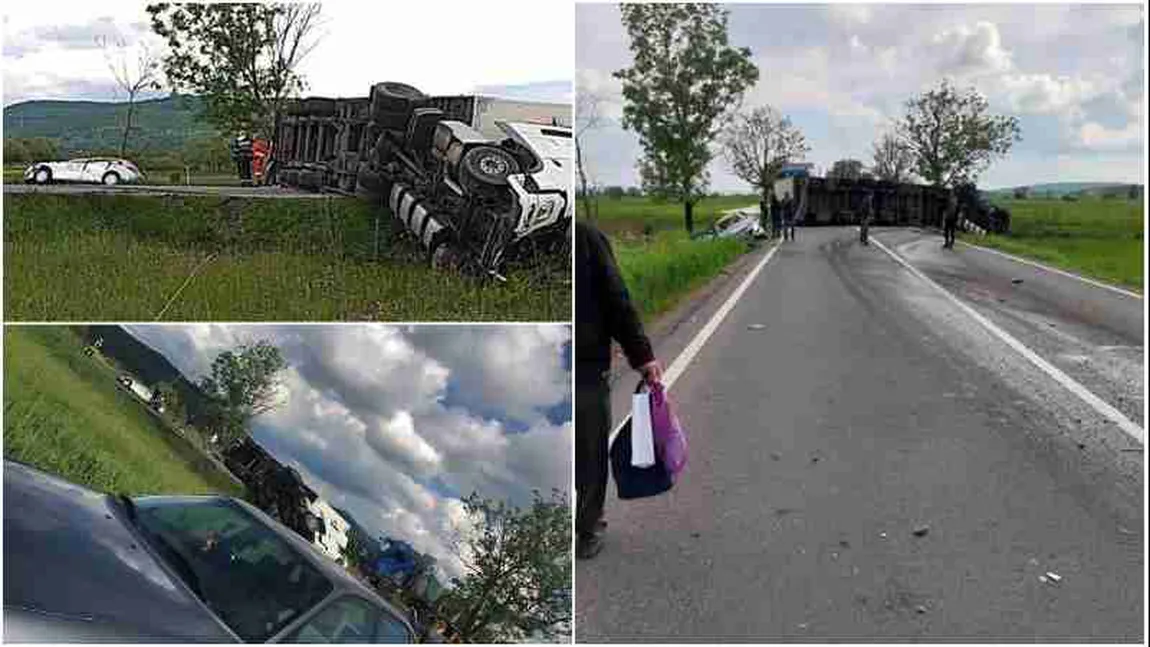 Accident TERIBIL în Mureş. Două persoane au murit, iar alte patru au fost rănite după impactul dintre un TIR şi două maşini