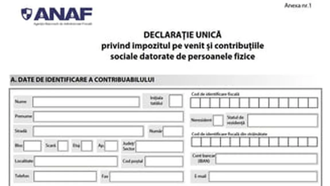 Schimbare majoră la ANAF. Se schimbă iar DECLARAŢIA UNICĂ