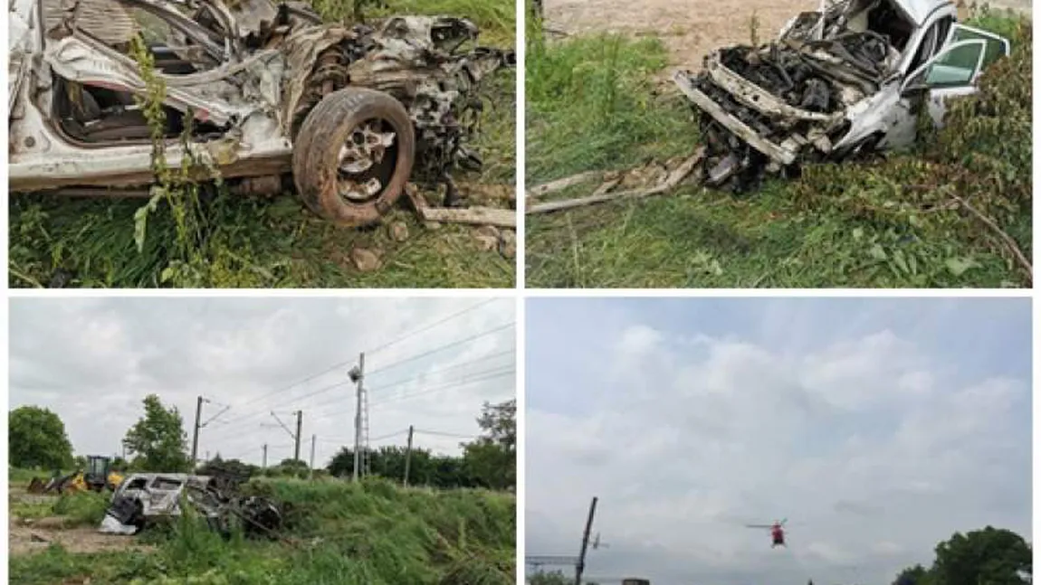 Maşină spulberată de tren la Iaşi. Camerele de supraveghere au surprins momentul IMAGINI ŞOCANTE