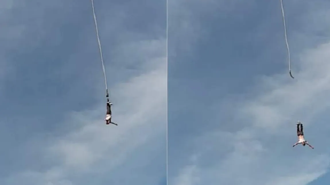 Accident înfiorător la bungee jumping. Coarda care susţinea un săritor s-a rupt, iar acesta s-a prăbuşit în gol VIDEO