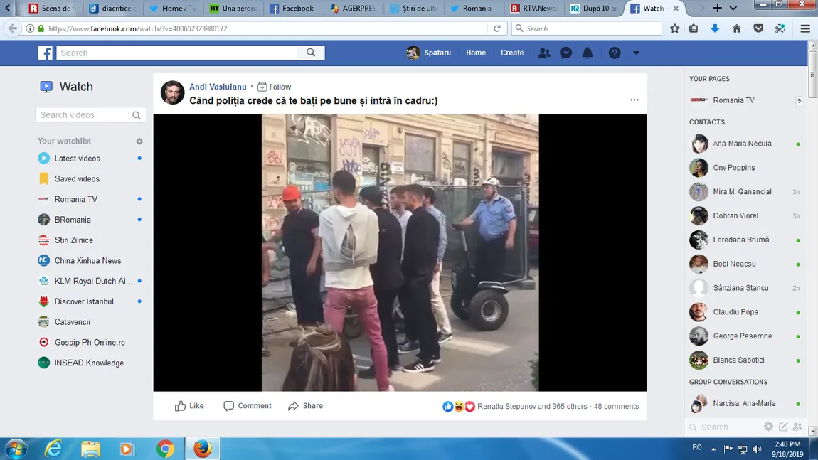 Scenă de film, stricată de poliţie, în Centrul Vechi. Actorul Andi Vasluianu a făcut public un clip senzaţional VIDEO