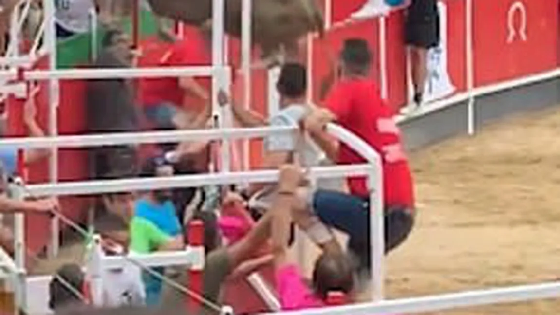 Coridă sângeroasă: un taur s-a înverşunat şi a atacat spectatorii din tribună VIDEO