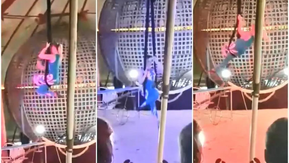 Imagini şocante. O acrobată a căzut în timpul spectacolului de circ de la Hunedoara VIDEO