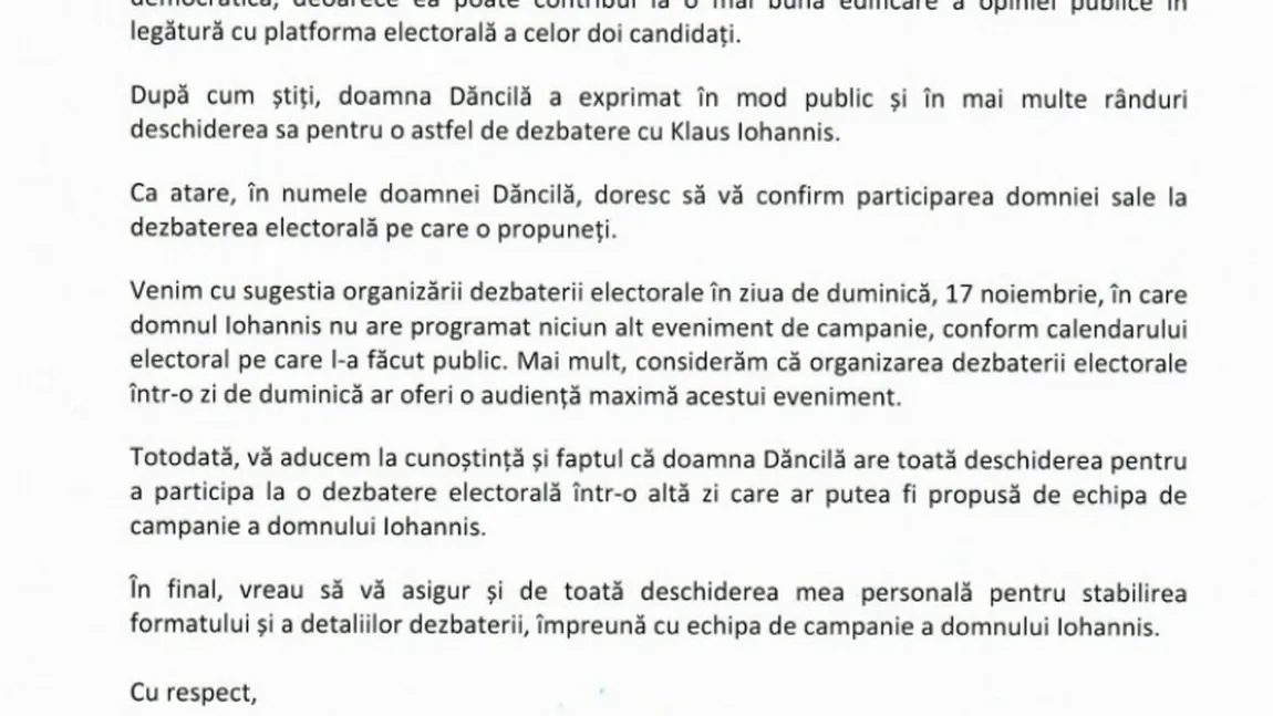 ALEGERI PREZIDENŢIALE 2019: PSD, scrisoare către TVR pentru o dezbatere electorală Dăncilă - Iohannis