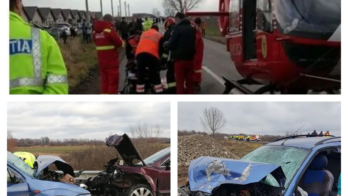 Accident grav în ziua de Crăciun. O persoană a murit şi alte 9 sunt rănite după ce două maşini s-au ciocnit frontal VIDEO