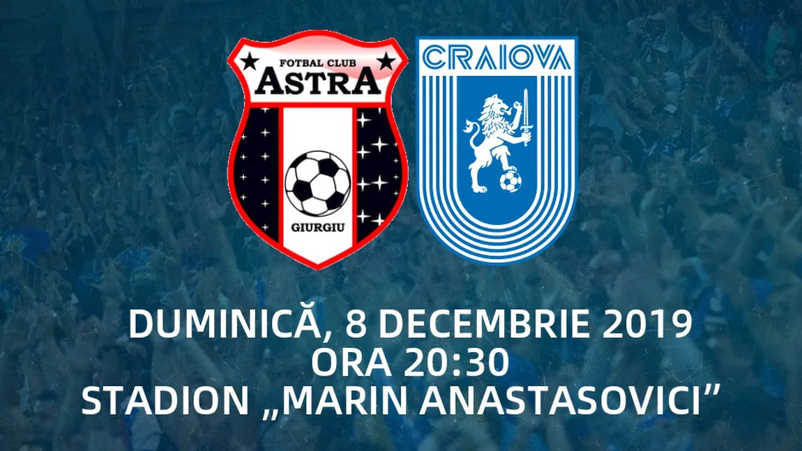 ASTRA - CSU CRAIOVA 1-0. Echipa din Giurgiu, noul lider în Liga 1