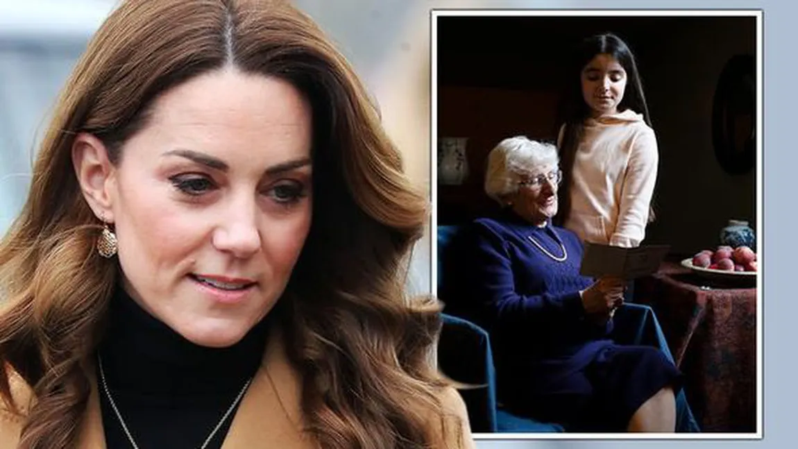 Kate Middleton, ducesă de Cambridge, cu portretele a doi supravieţuitori ai Holocaustului