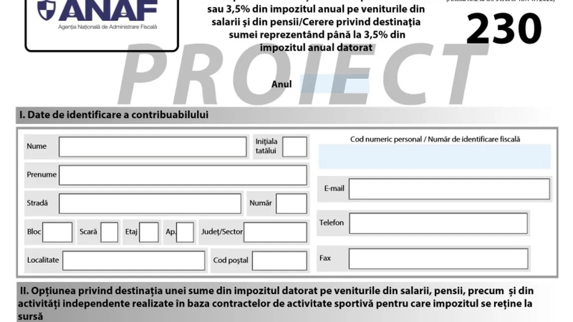 DECLARAŢIA 230 a fost simplificată. ANAF a dat instrucţiuni de completare şi model. DESCĂRCAŢI AICI