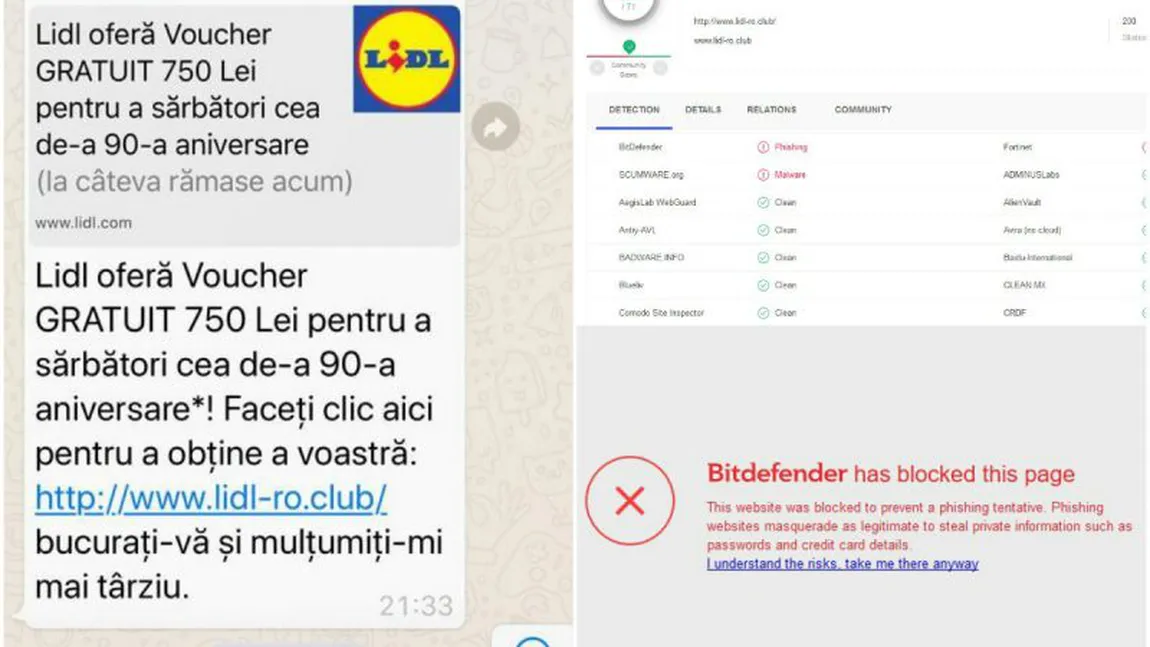 Alertă. Înşelătorie pe WhatsApp. Nu daţi click dacă primiţi un voucher Lidl sau Adidas