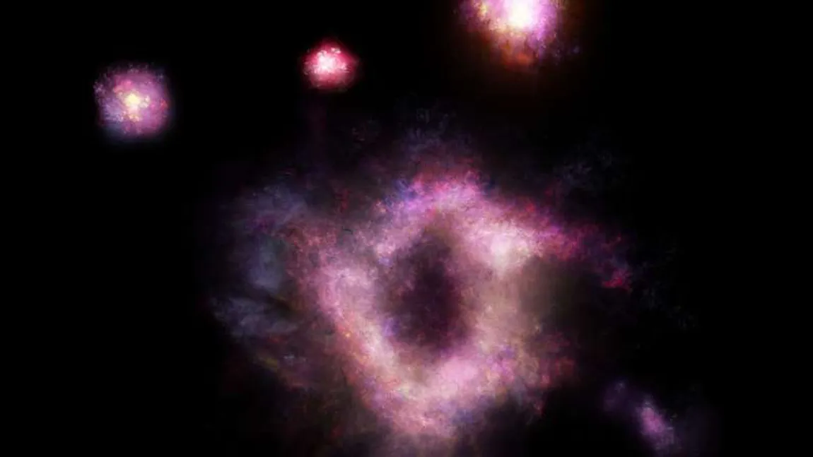 O galaxie ''inel de foc'' străveche, descoperită cu ajutorul Telescopului Hubble VIDEO
