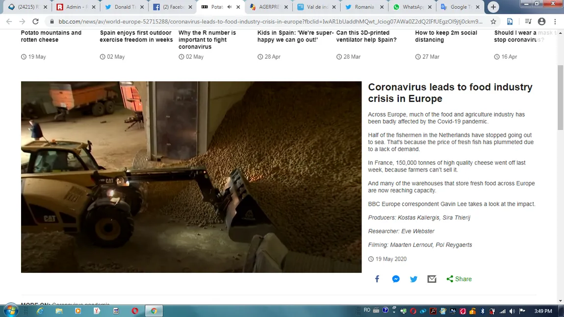 Industria alimentară din Europa are probleme uriaşe! 150.000 de tone de brânză fină din Franta aruncate, cartofi distruşi cu buldozerul