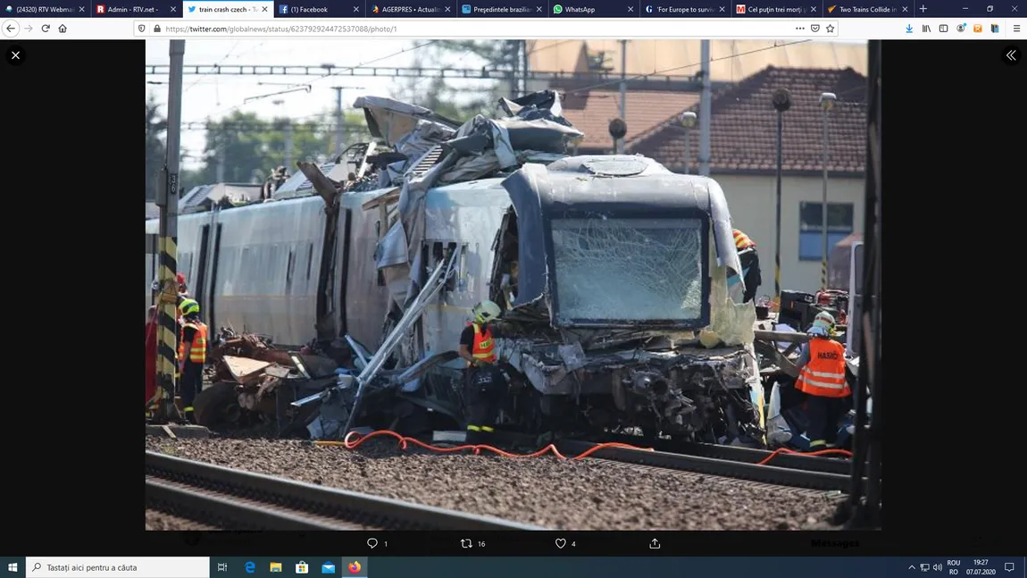 Tragedie feroviară în Cehia. Două trenuri s-au ciocnit, sunt trei morţi şi zeci de răniţi