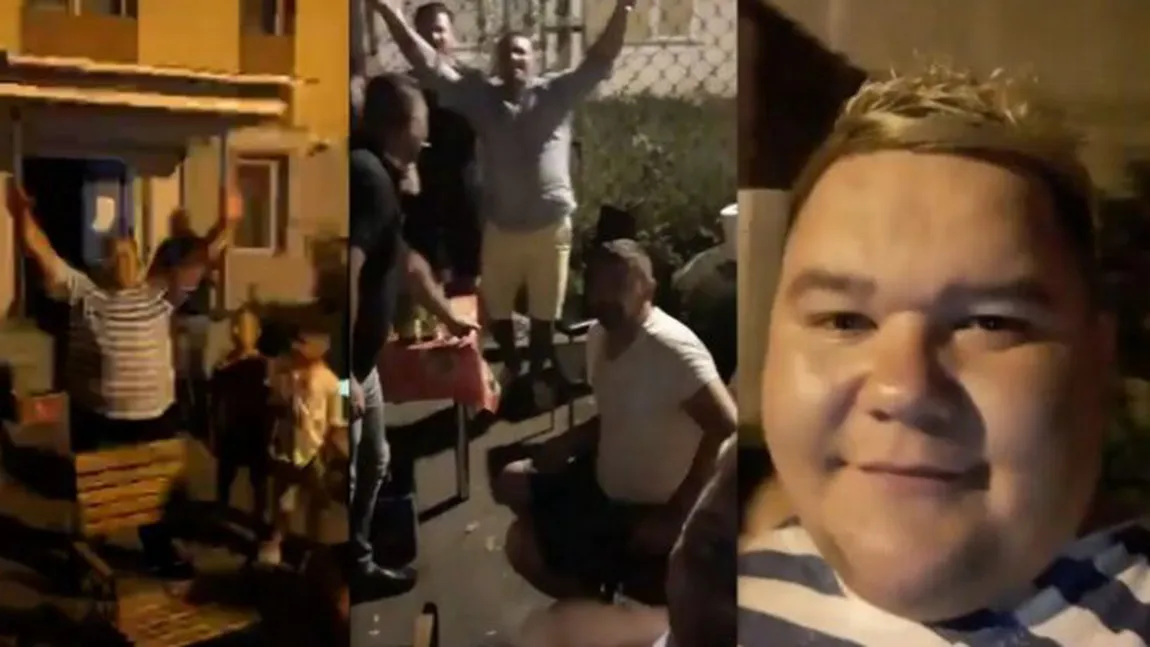 Petrecere cu mese întinse, băutură şi dedicaţii, în plină stradă la Hunedoara. Cheful a fost transmis live pe Facebook VIDEO