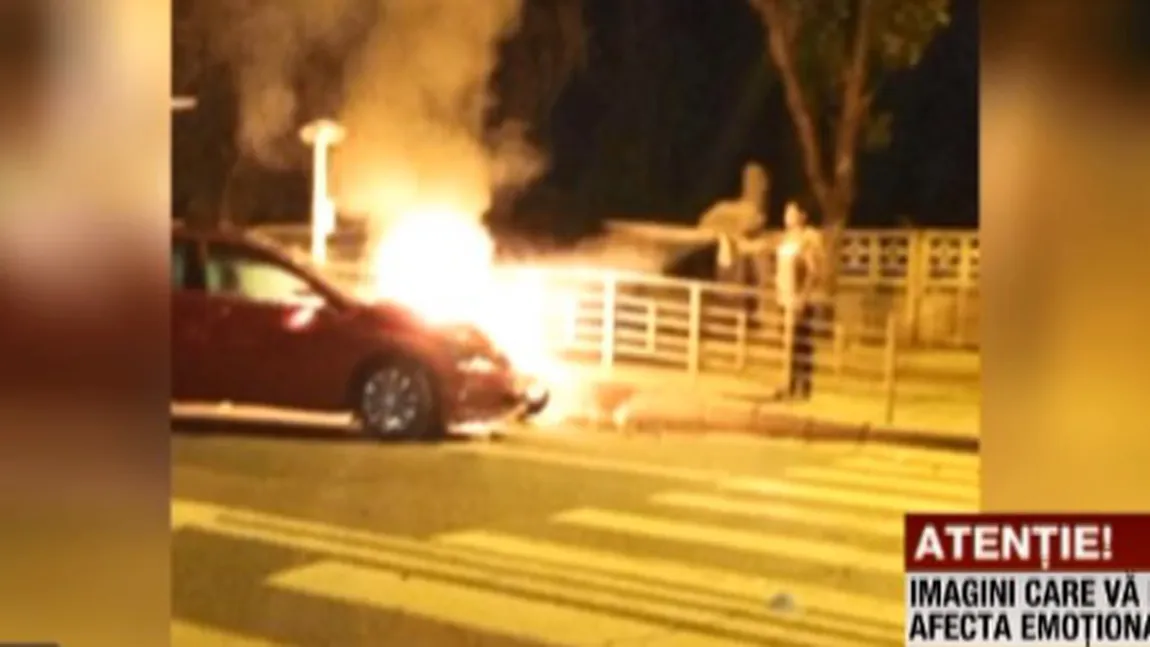 Accident grav în Bucureşti. O maşină şi o motocicletă au luat foc
