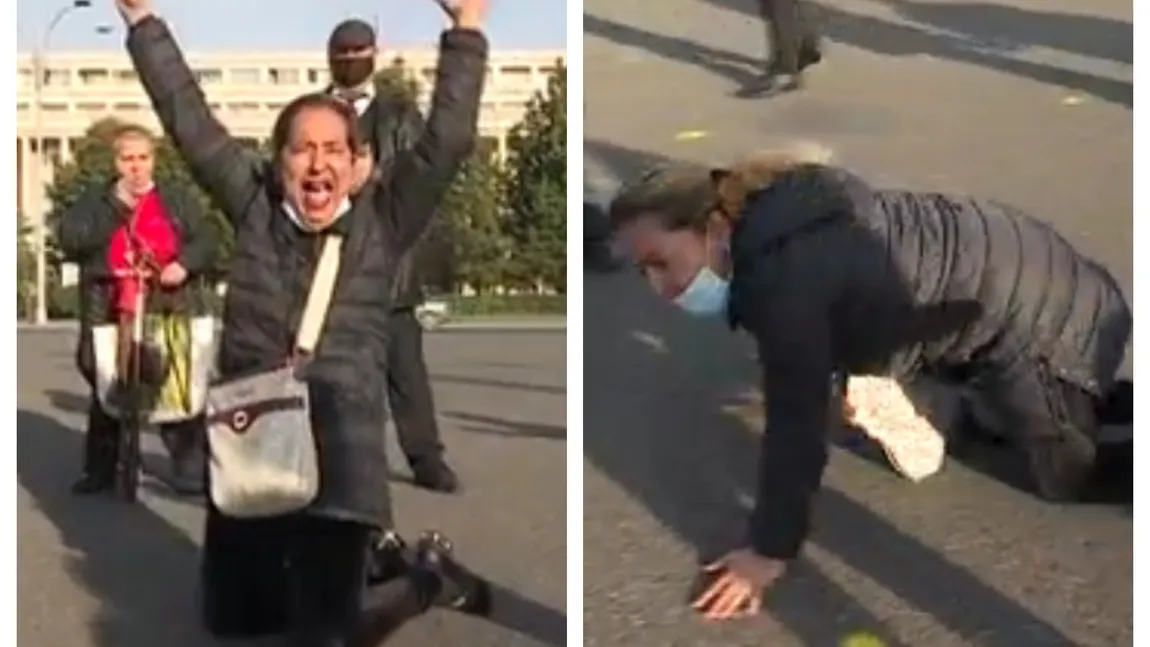 Spectacol grotesc al Floricicăi Dansatoarea la protestul de la Guvern: