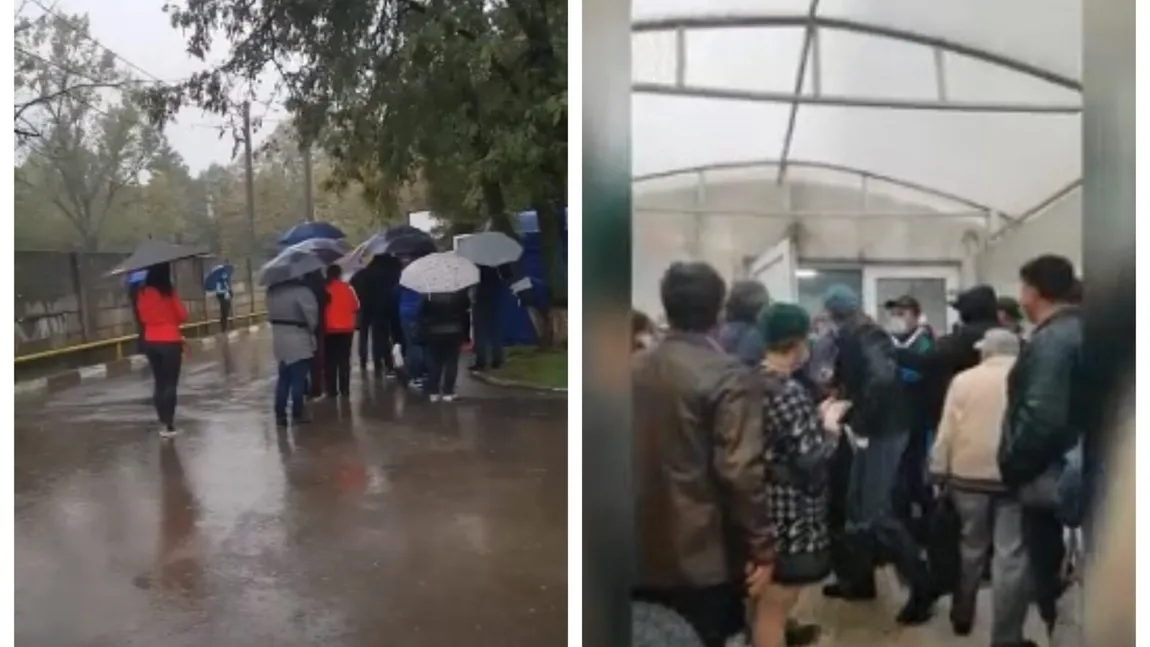 Scandal în faţa Spitalului Judeţean din Ploieşti. Îmbrânceli şi oameni bolnavi care aşteaptă în ploaie la Ambulatoriul