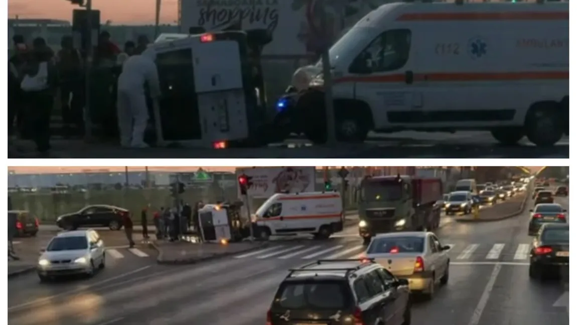 Accident cu o ambulanţă care transporta un pacient suspect de COVID-19 în Bucureşti