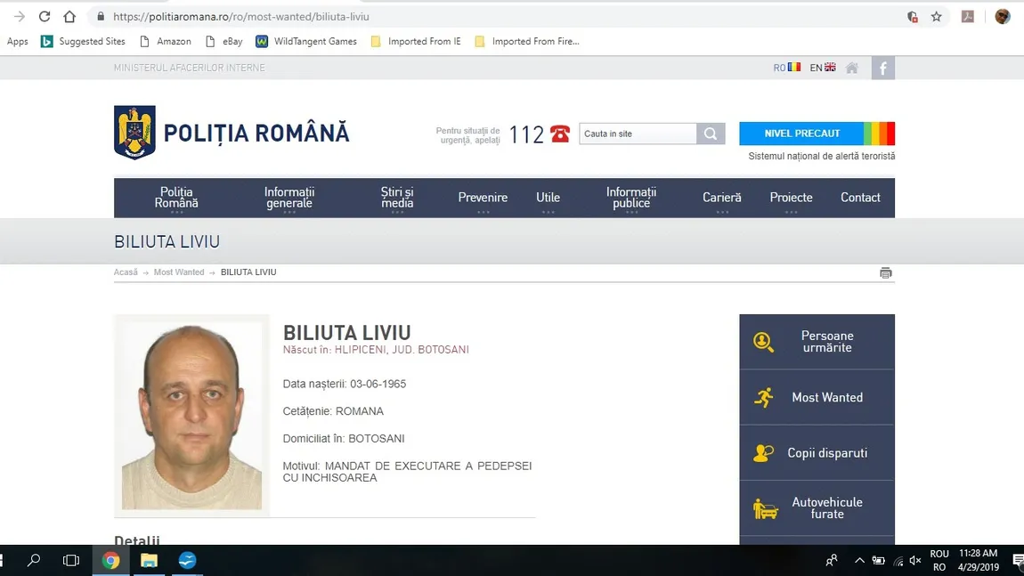 Traficant de minori, condamnat în România, prins după 12 ani la Dublin. Cazul lui Liviu Biliuţă, unul dintre cei mai căutaţi infractori