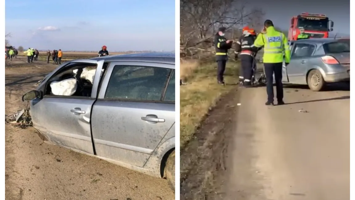 Accident înfiorător din cauza vitezei, în Botoşani. Maşina s-a rupt în două după ce s-a lovit de copac