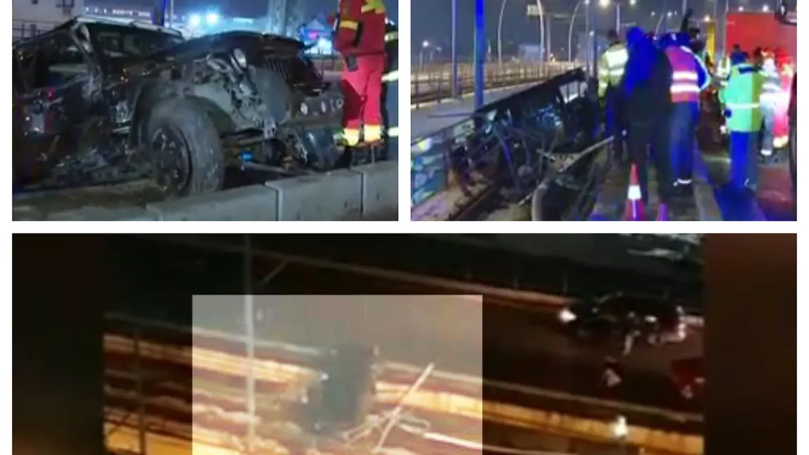 Accident neobişnuit în Bucureşti. O maşină era să cadă de pe Podul Basarab