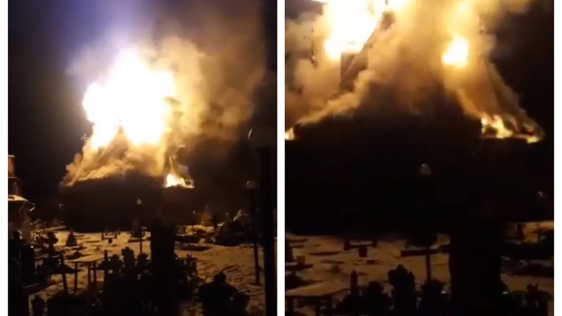 Incendiu puternic în Suceava. O biserică arde din temelii