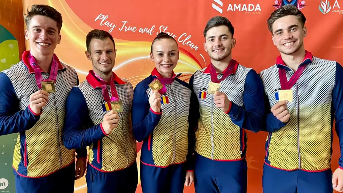 România, campioană mondială la gimnastică aerobică. Echipa României se întoarce acasă cu trei medalii