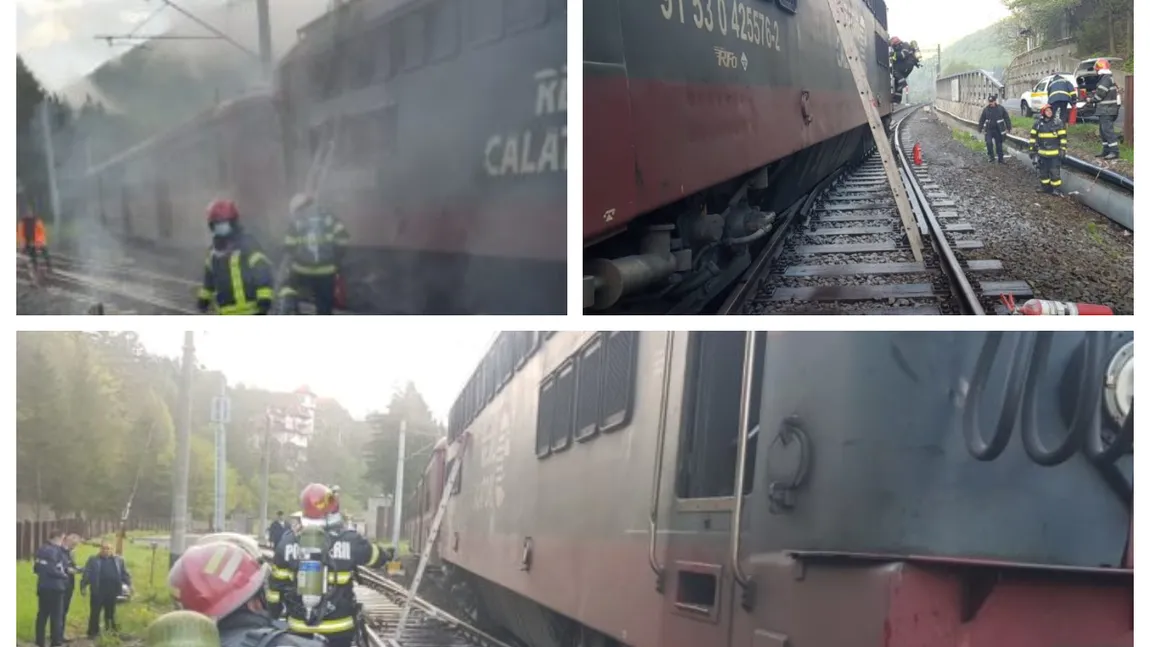 Momente de panică în Gara Sinaia. Locomotiva unui tren de călători a luat foc