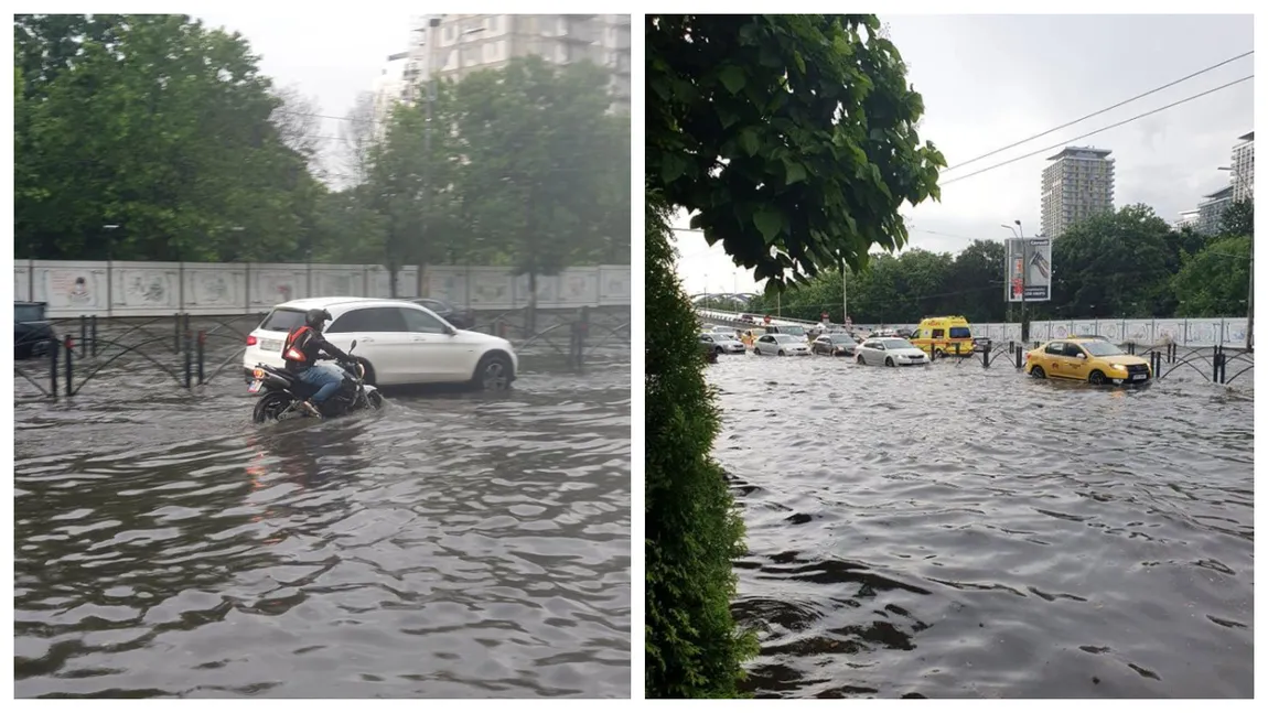Ploile torenţiale au făcut prăpăd în Bucureşti. Apa a inundat Gara de Nord şi un mall din sudul oraşului. A fost emis mesaj RO-ALERT!