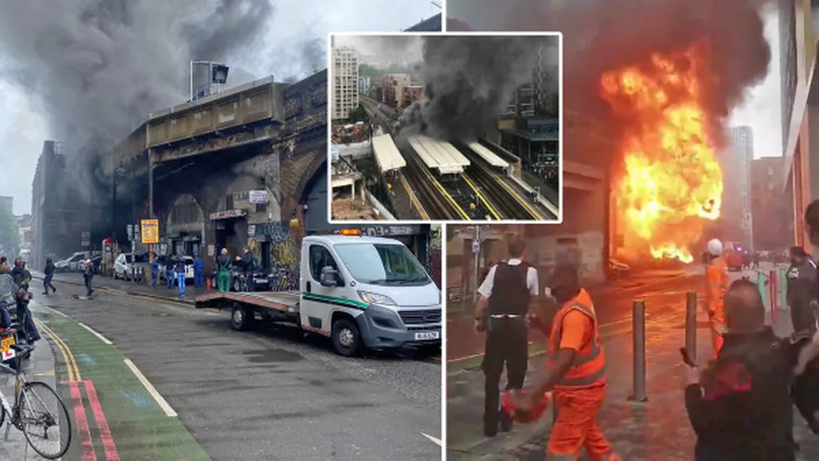 Explozie în Londra, urmată de un incendiu puternic într-o staţie de metrou. Circa 100 de pompieri intervin