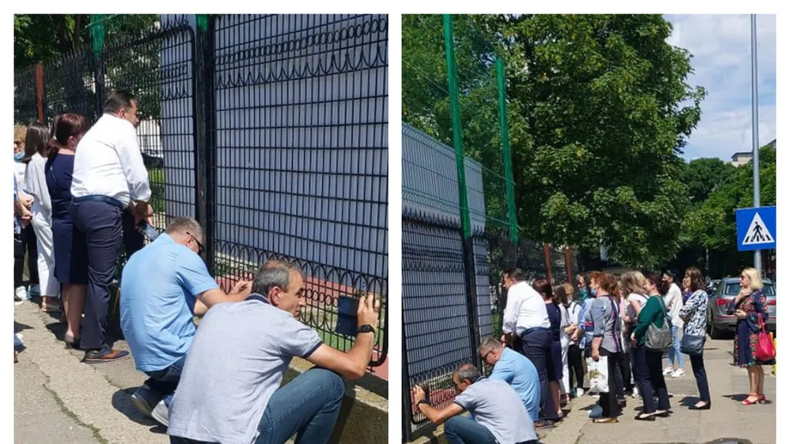 Imaginile care au creat isterie pe internet! Părinții își fotografiază copiii absolvenți prin gardul școlii. 
