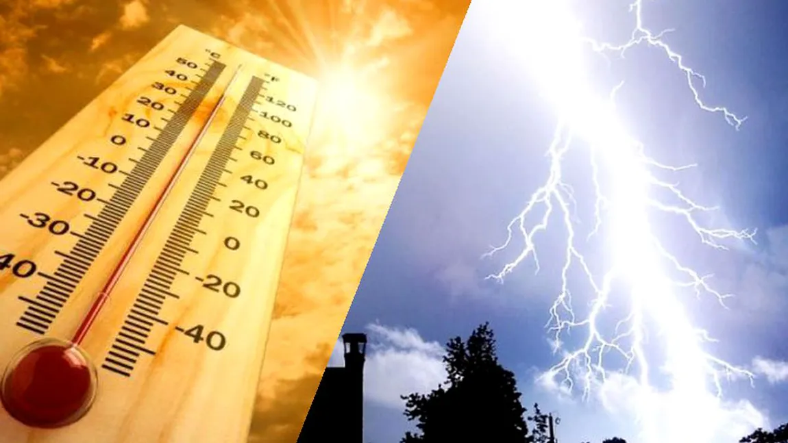 AVERTIZARE METEO. Cod Galben de ploi şi caniculă. Unde lovesc fenomenele meteo extreme